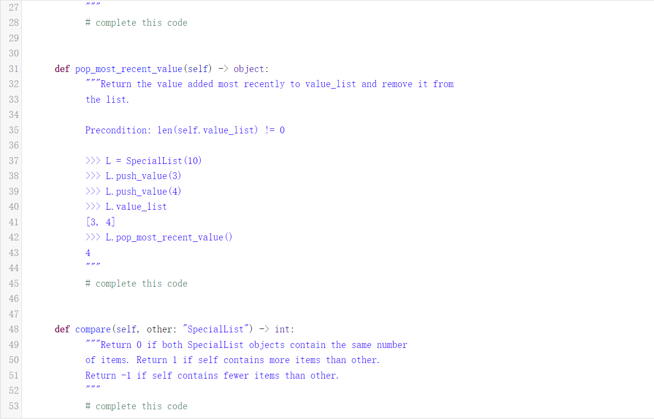 Solved Special List SpecialList is a class that has two | Chegg.com