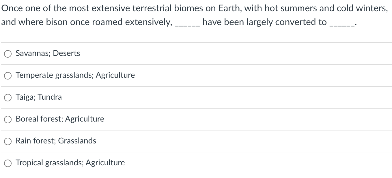 Solved Once One Of The Most Extensive Terrestrial Biomes On | Chegg.com