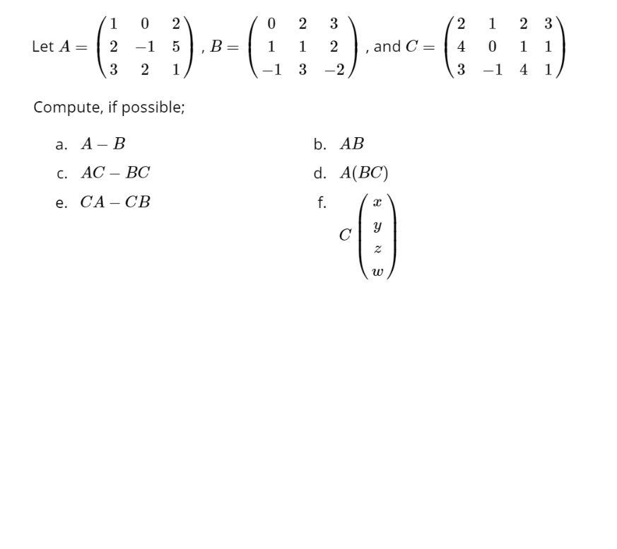 Solved 1 0 2 0 2 3 1 2 3 Let A = -- ( ; D)- - - ( ) ---- ( 1 | Chegg.com