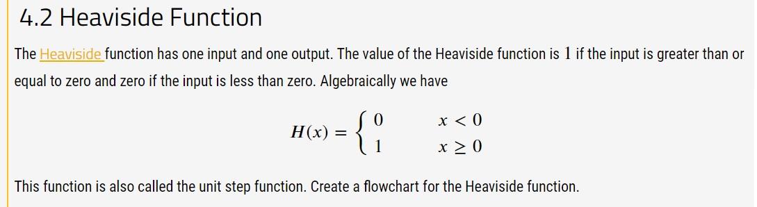 Solved 4.2 Heaviside Function The Heaviside function has one | Chegg.com