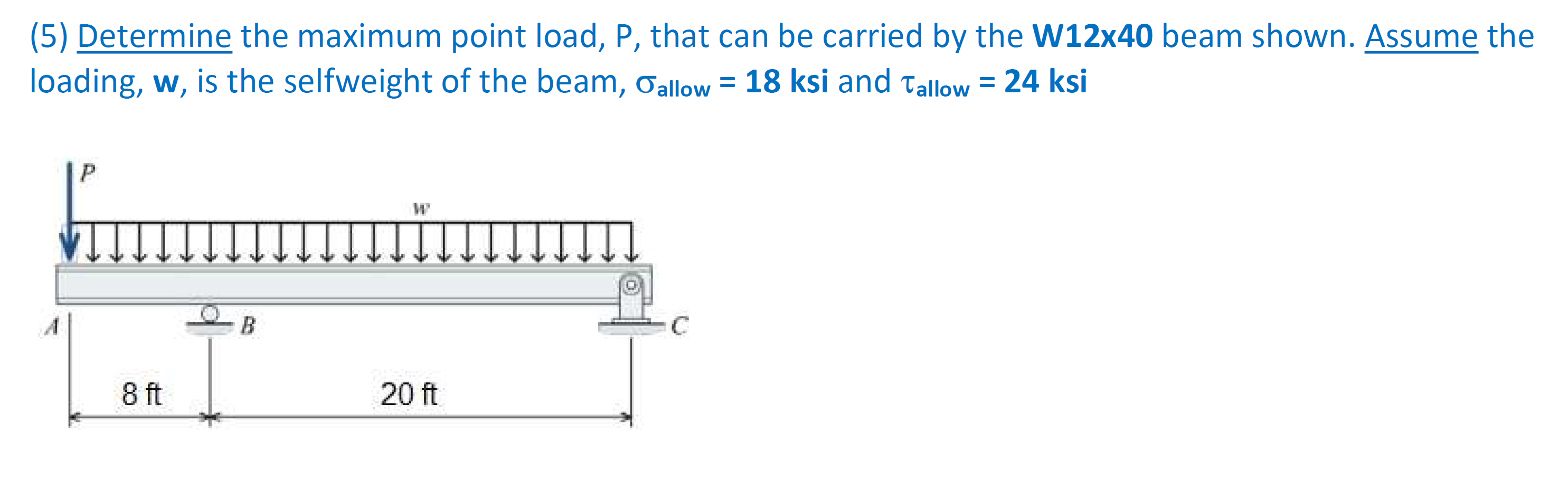 Solved (5) Determine the maximum point load, P, that can be