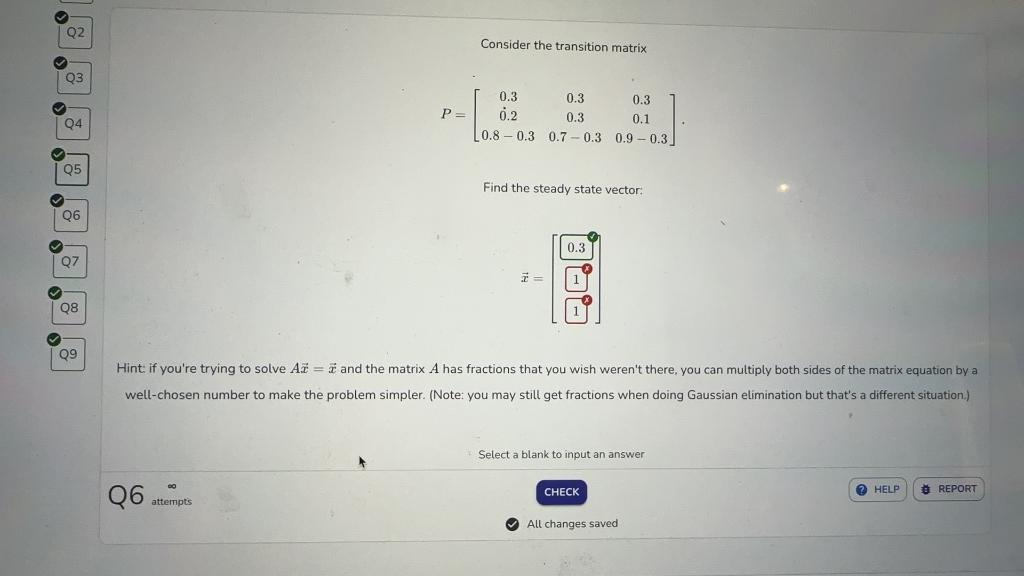 Consider the transition matrix | Chegg.com
