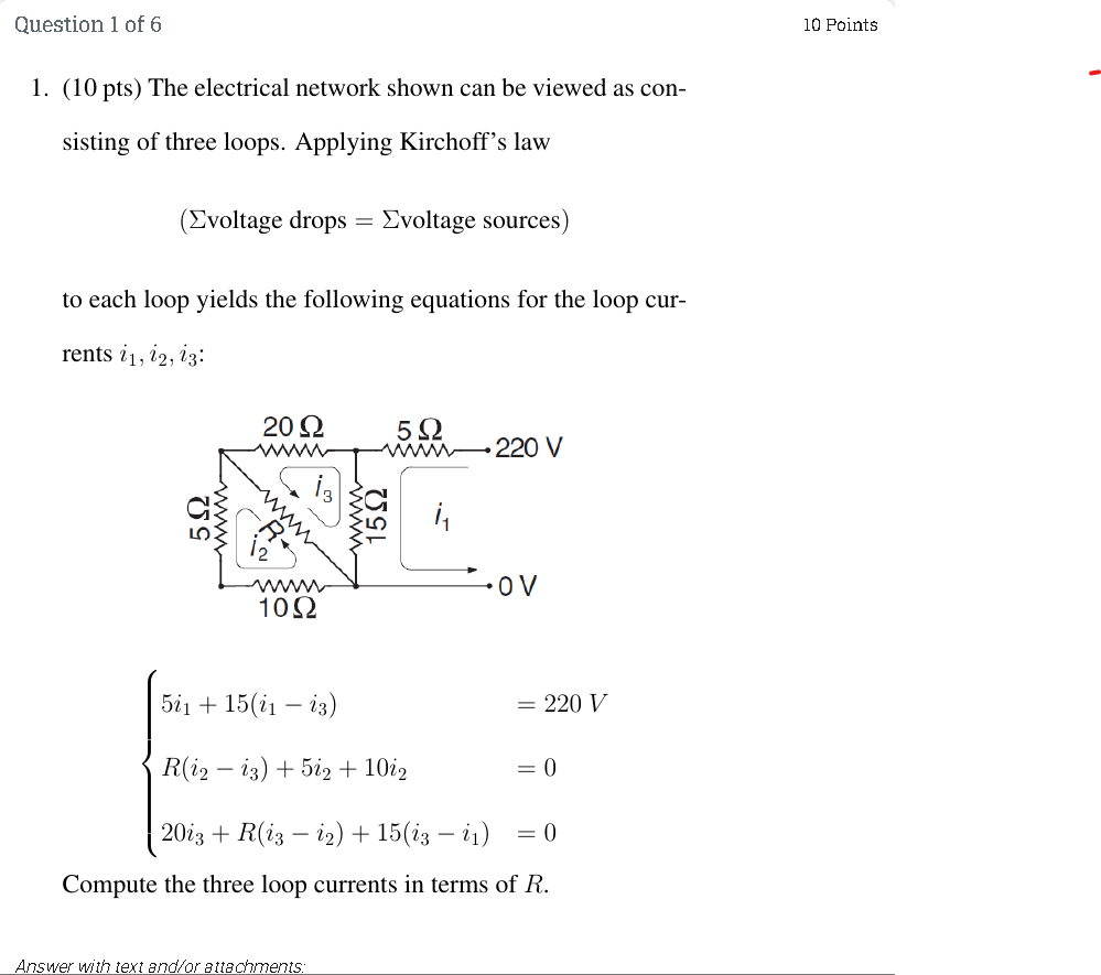 Solved Question 1 of 6 10 Points 1. (10 pts) The electrical | Chegg.com