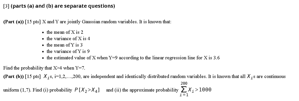 Solved [3] (parts (a) And (b) Are Separate Questions) (Part | Chegg.com