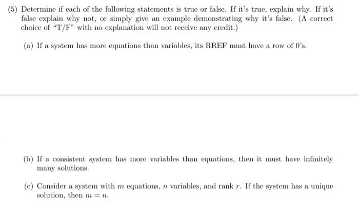 Solved (5) Determine If Each Of The Following Statements Is | Chegg.com