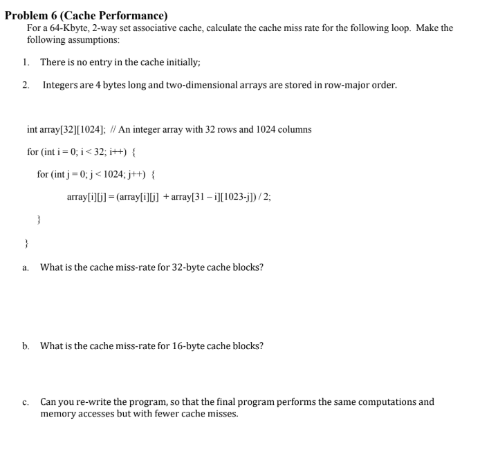 Solved Problem 6 (Cache Performance)For a 64-Kbyte, 2-way | Chegg.com