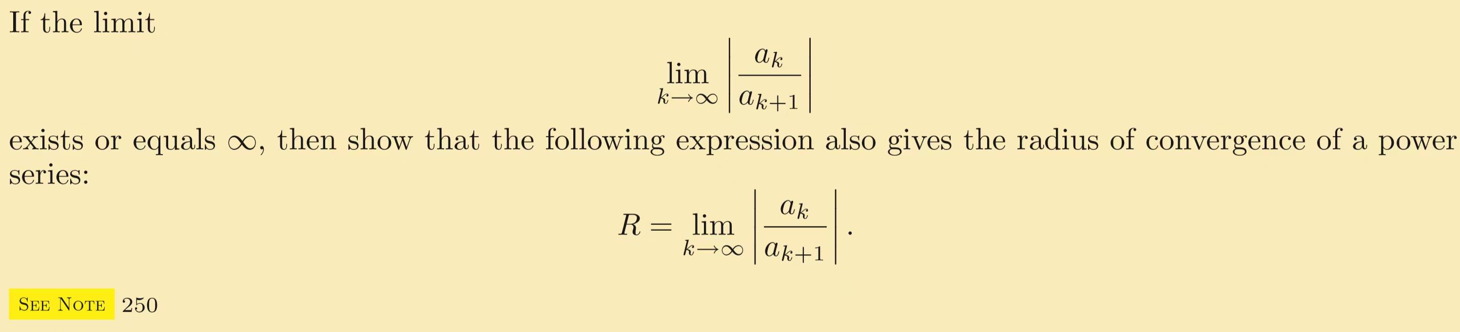 Solved If the limit ak lim k00 ak+1 exists or equals oo, | Chegg.com