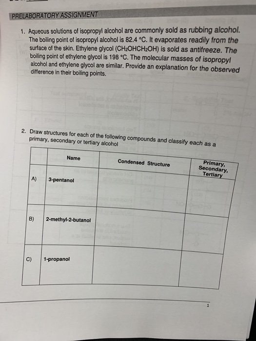 Solved Prelaboratory Assignment The Boiling Point Of 4588