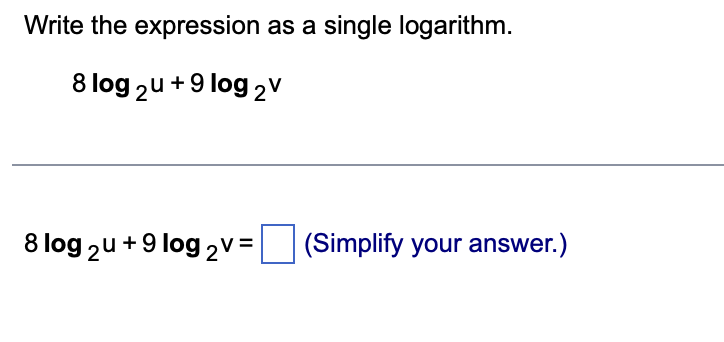 Solved Write the expression as a single logarithm. 8 log | Chegg.com