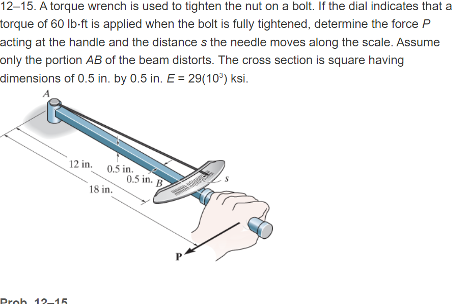 Solved 12-15. A torque wrench is used to tighten the nut on | Chegg.com