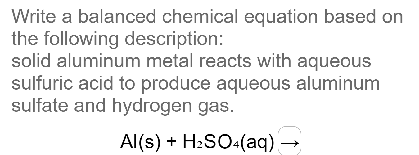 Solved Write a balanced chemical equation based onthe