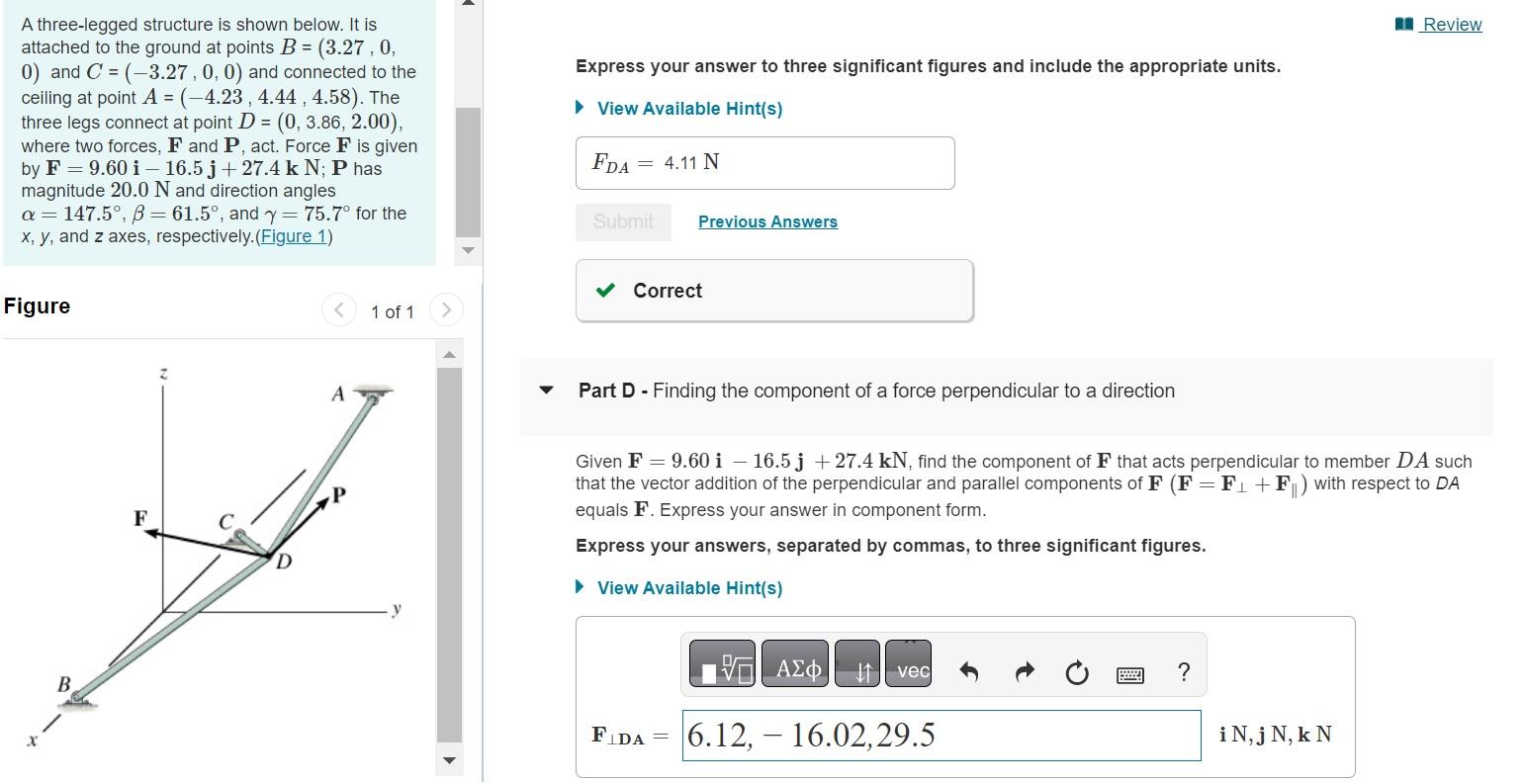 Solved A three-legged structure is shown below. It is | Chegg.com ...