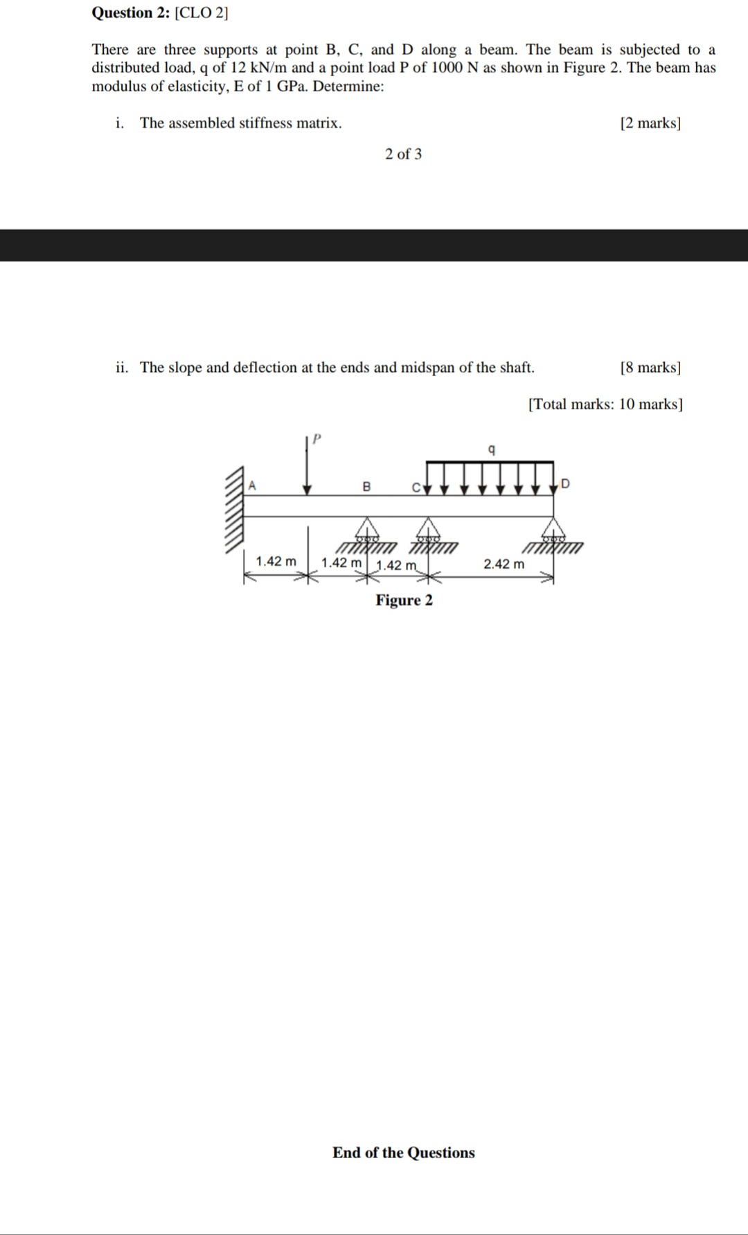 Solved There are three supports at point B,C, and D along a | Chegg.com