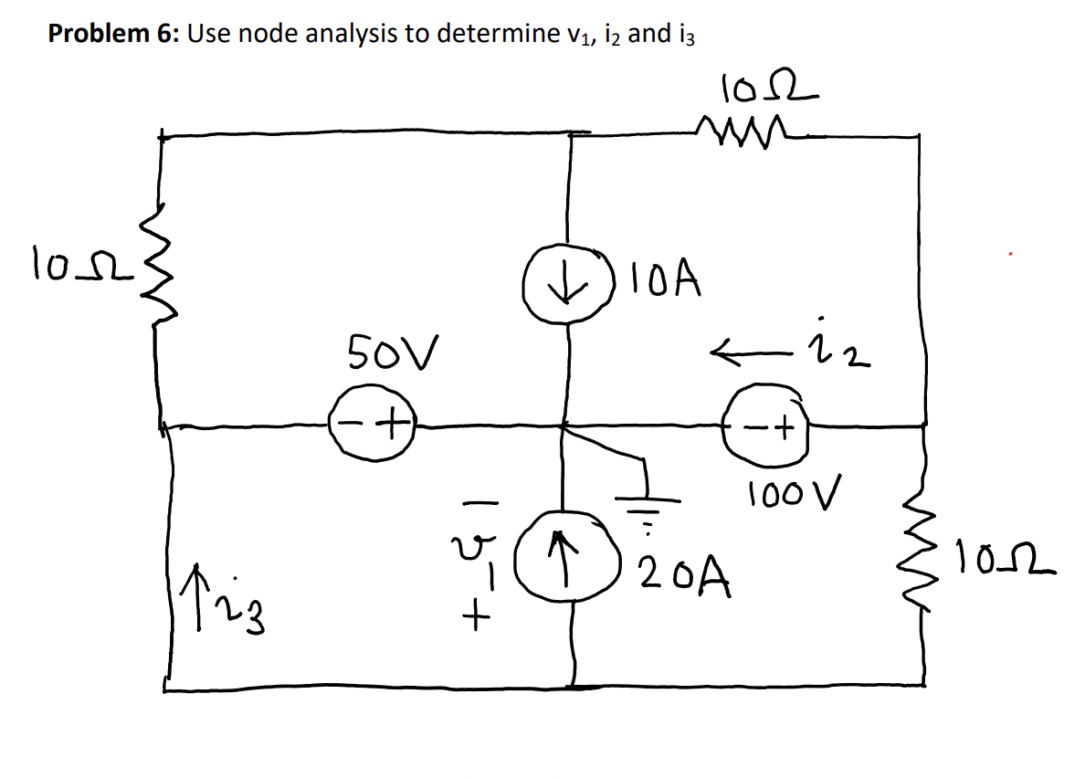 Solved Problem 6: Use node analysis to determine V1, i2 and | Chegg.com