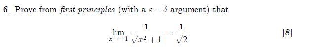 Solved 6. Prove from first principles (with a - 8 argument) | Chegg.com