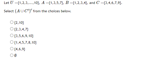 Solved Let U={1,2,3,…,10},A={1,3,5,7},B={1,2,3,4}, And | Chegg.com