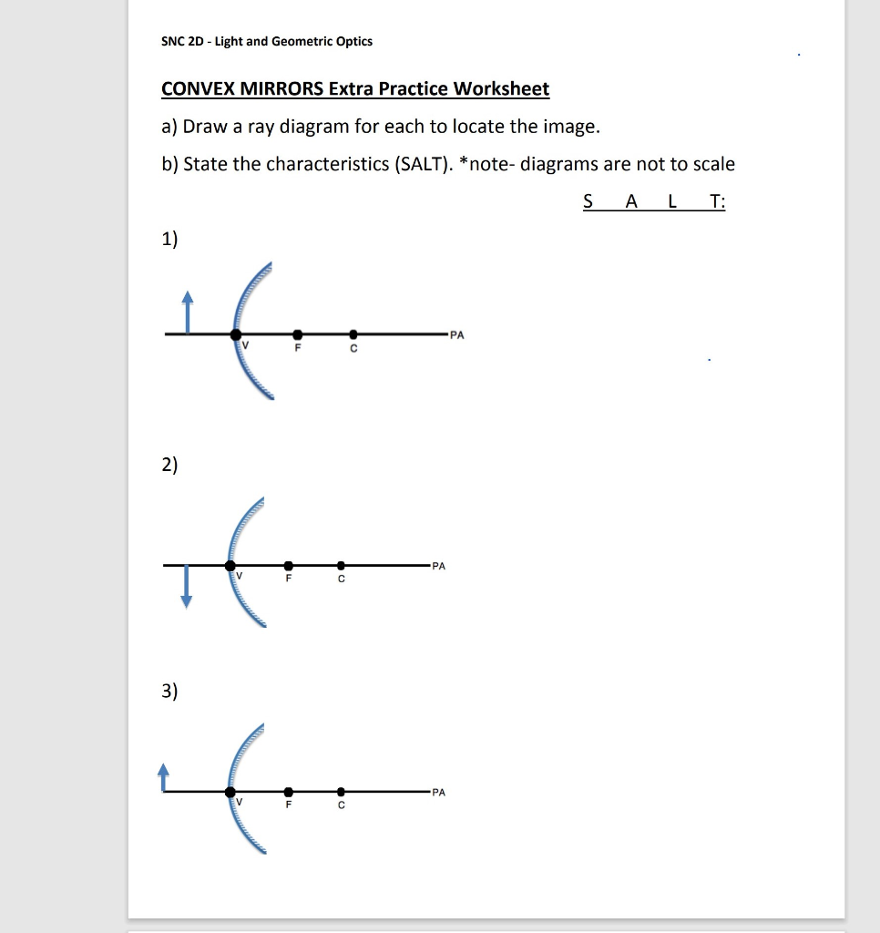 Convex Mirror Ray Diagram Worksheet