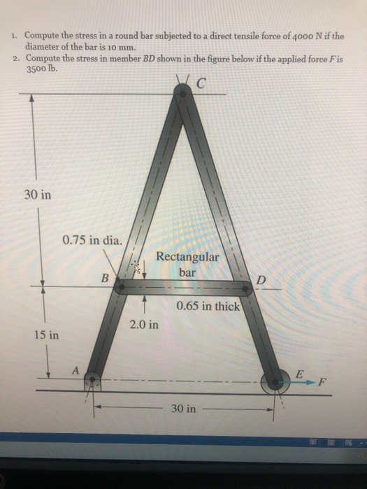 Solved Compute the stress in a round bar subjected to a | Chegg.com