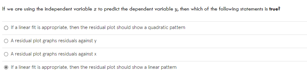 Solved If we are using the independent variable x to predict | Chegg.com