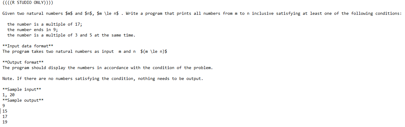Solved ((((R STUDIO ONLY)))) Given two natural numbers $m$ | Chegg.com