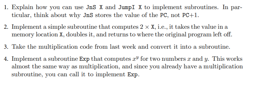 1 Explain How You Can Use Jns X And Jumpi X To Chegg Com