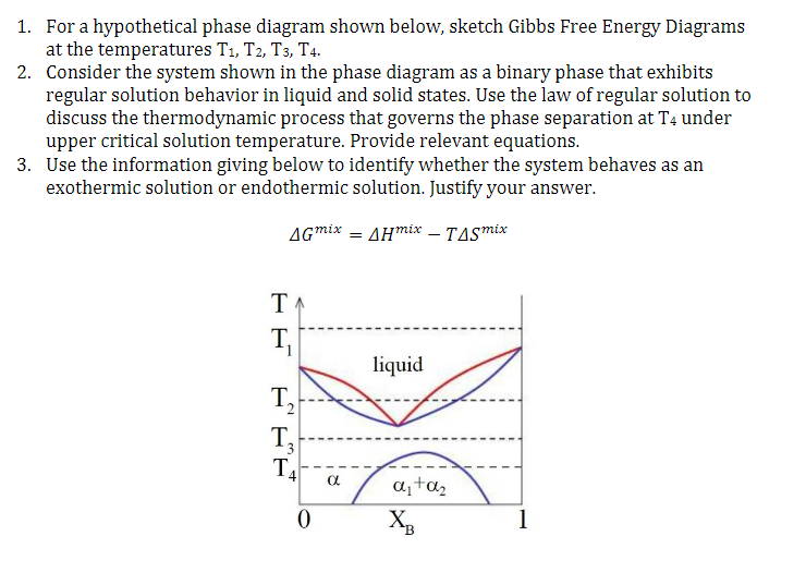 Solved 1. For A Hypothetical Phase Diagram Shown Below, | Chegg.com