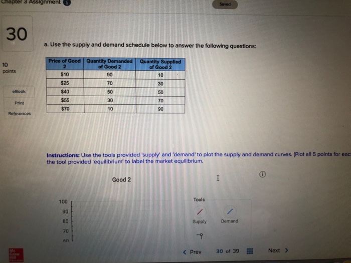 Solved 30 a. Use the supply and demand schedule below to | Chegg.com