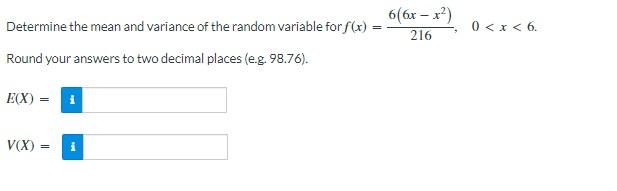 Solved Determine the mean and variance of the random | Chegg.com