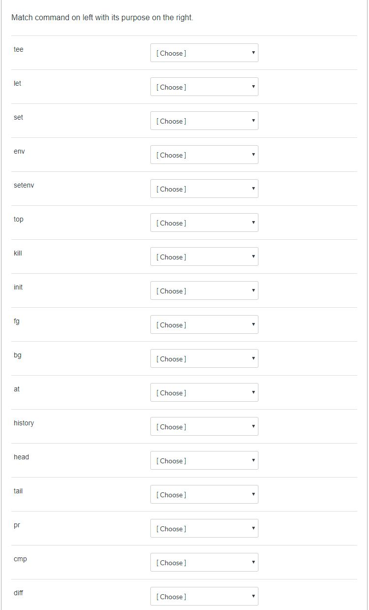 Solved Match Command On Left With Its Purpose On The Right. 