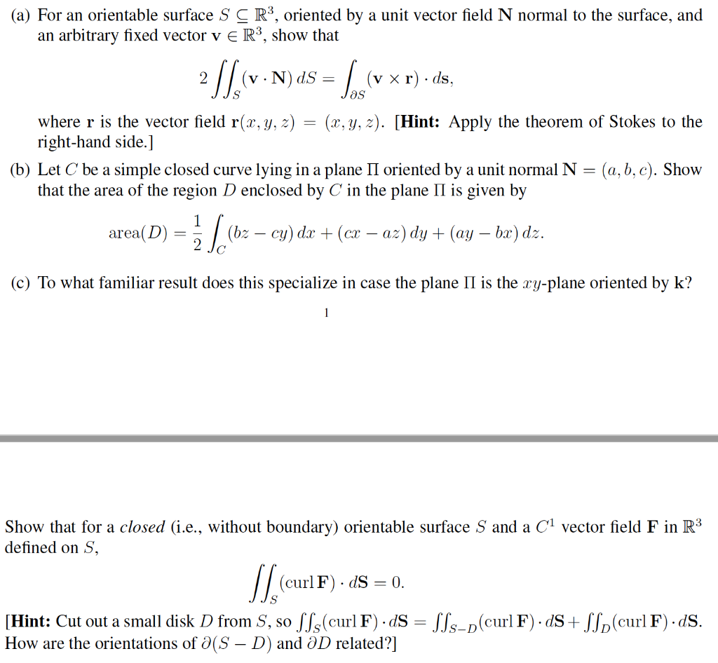 Solved A For An Orientable Surface S Cr3 Oriented By A Chegg Com