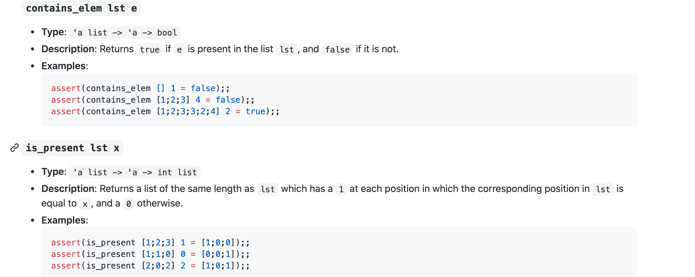Solved contains_elem Ist e Type: 'a list -> 'a -> bool | Chegg.com