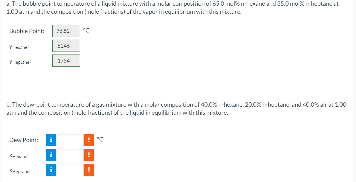 Solved a. The bubble point temperature of a liquid mixture | Chegg.com
