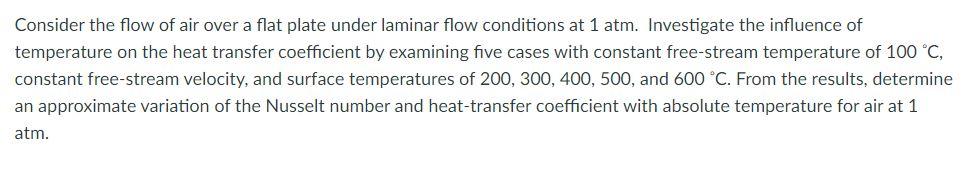 Solved Consider the flow of air over a flat plate under | Chegg.com