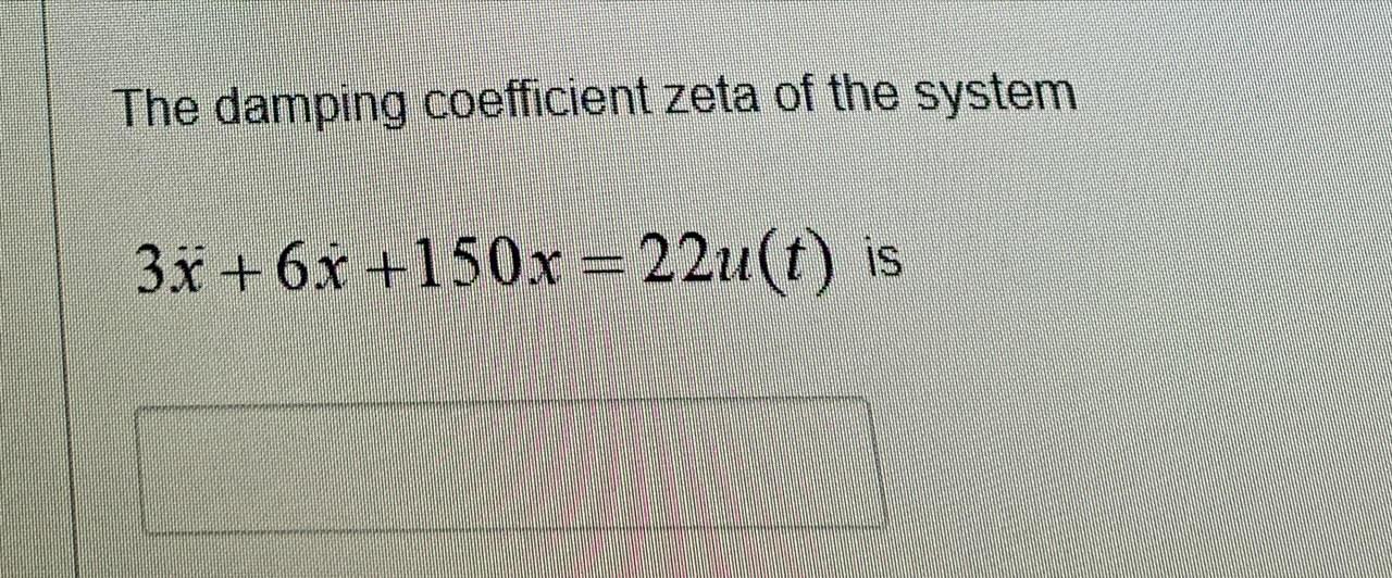Solved The damping coefficient zeta of the system 3x +6x