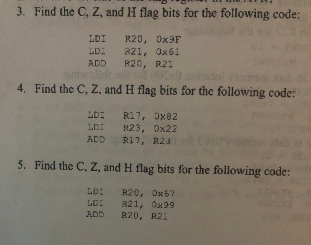 Solved 3 Find The C Z And H Flag Bits For The Followin Chegg Com