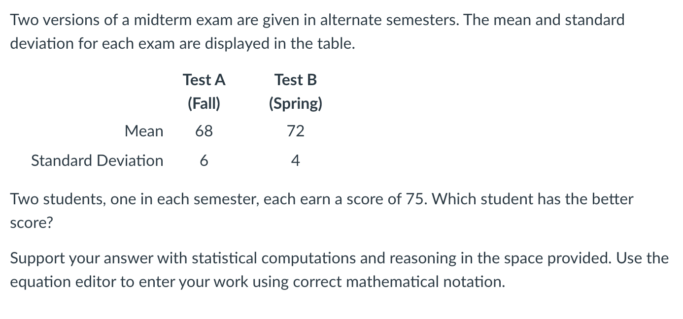 Solved Two versions of a midterm exam are given in alternate | Chegg.com