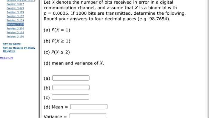 Solved Let X Denote The Number Of Bits Received In Error In 