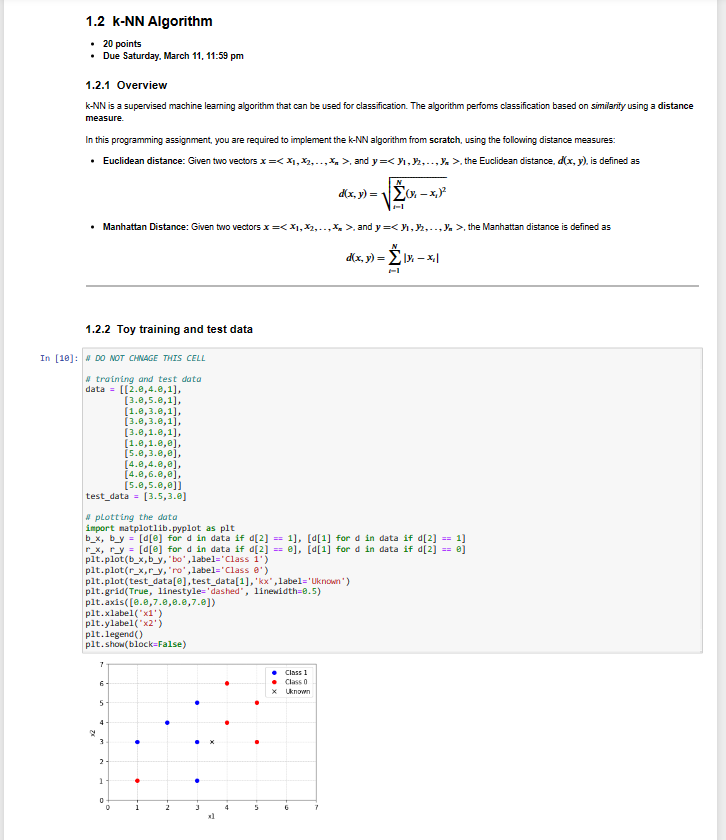 Solved 1.2 k-NN Algorithm - 20 points - Due Saturday, March | Chegg.com