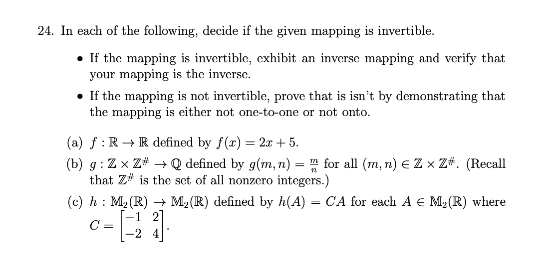 Solved 24. In each of the following, decide if the given | Chegg.com