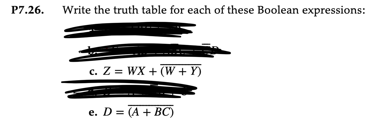 Solved P7.26. Write the truth table for each of these | Chegg.com