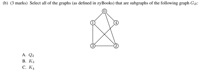 Solved (b) (3 marks) Select all of the graphs (as defined in | Chegg.com