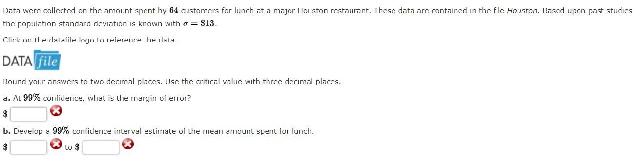 Solved the population standard deviation is known with | Chegg.com