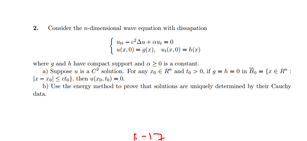2 Consider The N Dimensional Wave Equation With D Chegg Com