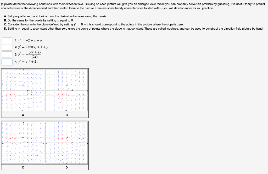 Solved (1 point) Match the following equations with their | Chegg.com