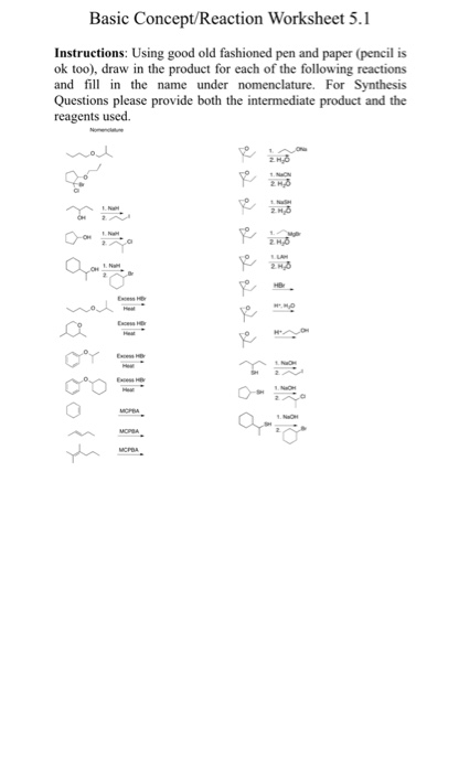 Synthesis Reaction Worksheet