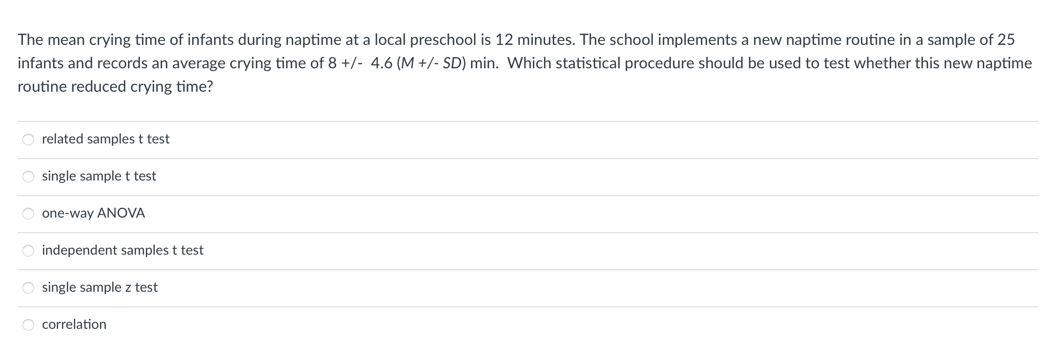 Solved The mean crying time of infants during naptime at a | Chegg.com