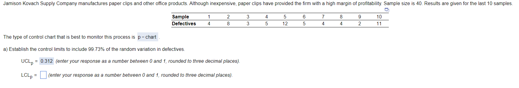 Solved The type of control chart that is best to monitor | Chegg.com