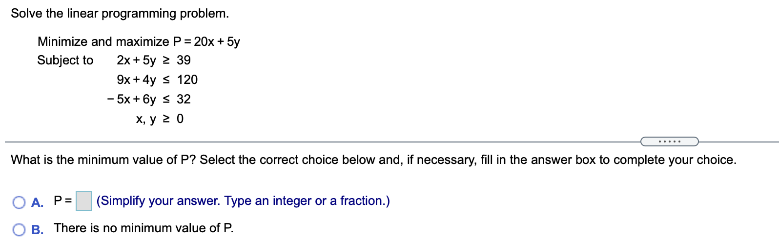 Solved Solve the linear programming problem. Minimize and | Chegg.com