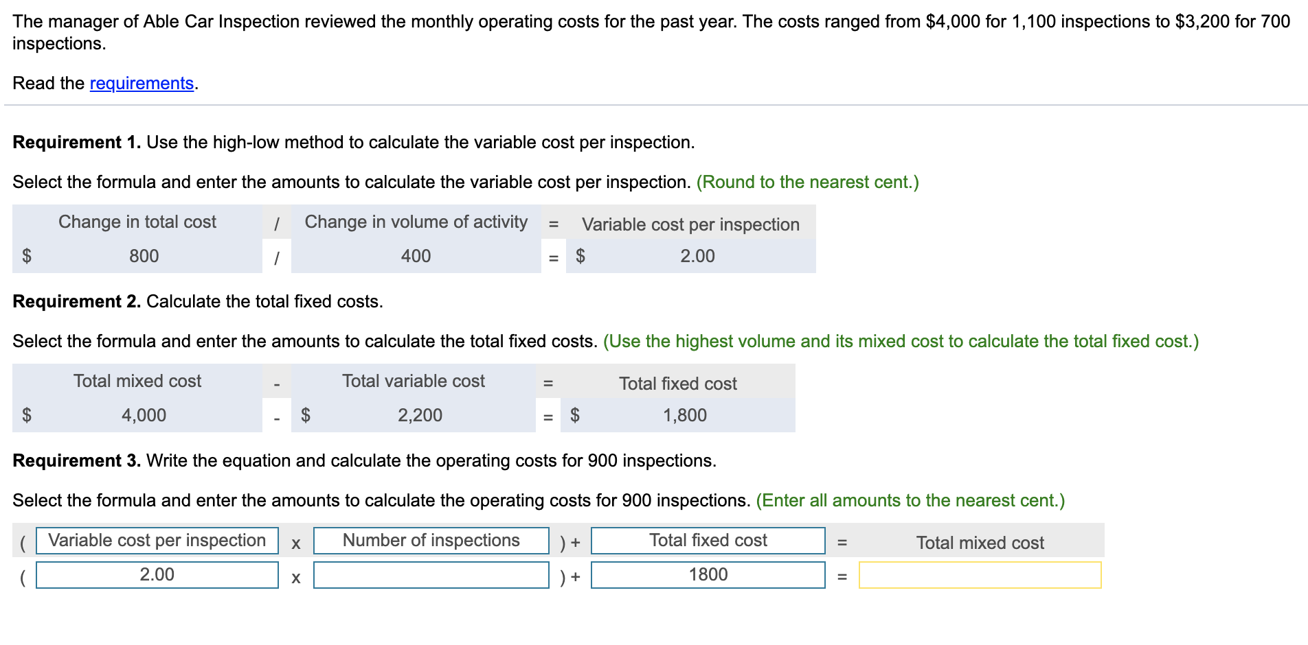 Solved The manager of Able Car Inspection reviewed the | Chegg.com