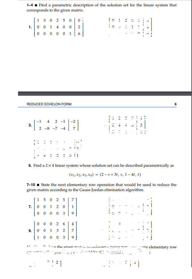 Solved 1-4 Find a parametric description of the solution set | Chegg.com